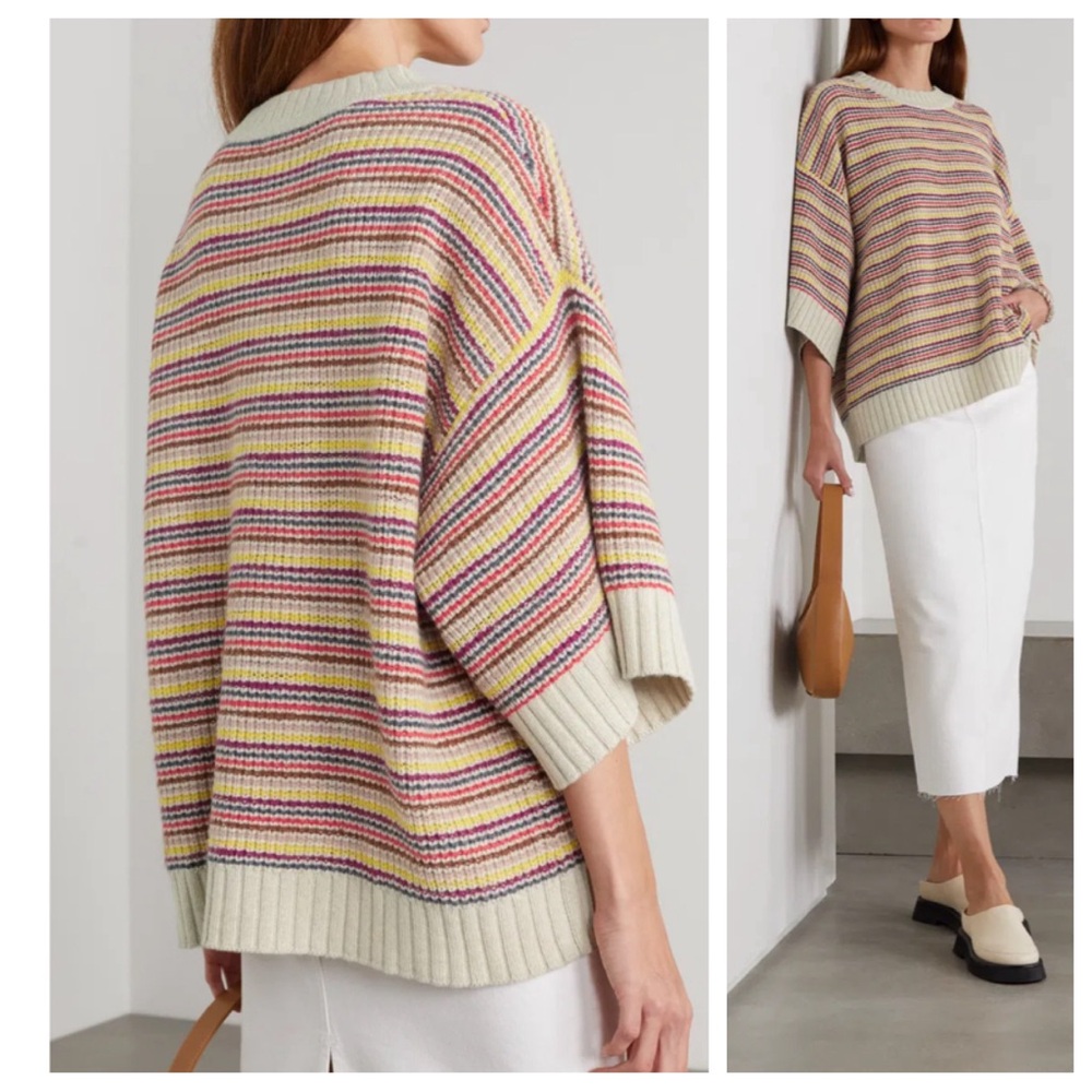 SEE BY CHLOÉ Sweater Women Small Striped Wool Mohair Boho Cottage Chunky Knit